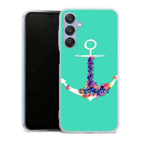 Coque Samsung Galaxy A25 5G ancre florale turquoise