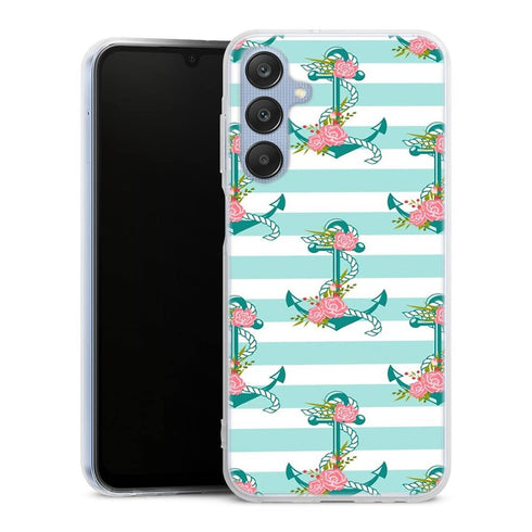Coque Samsung Galaxy A25 5G ancres et fleurs