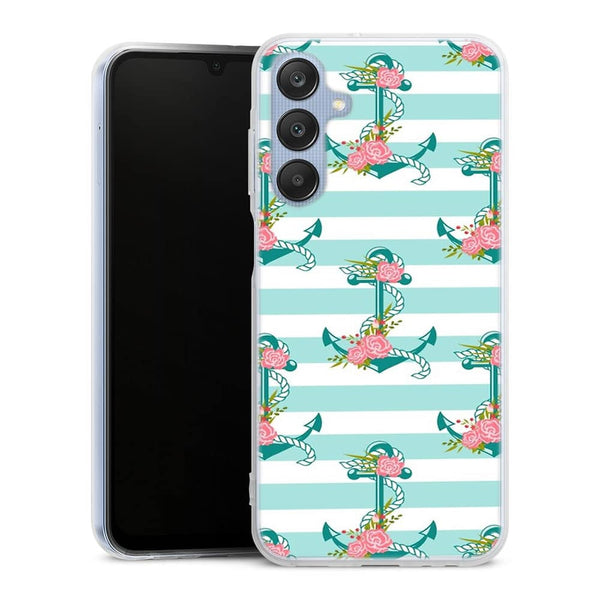 Coque Samsung Galaxy A25 5G ancres et fleurs
