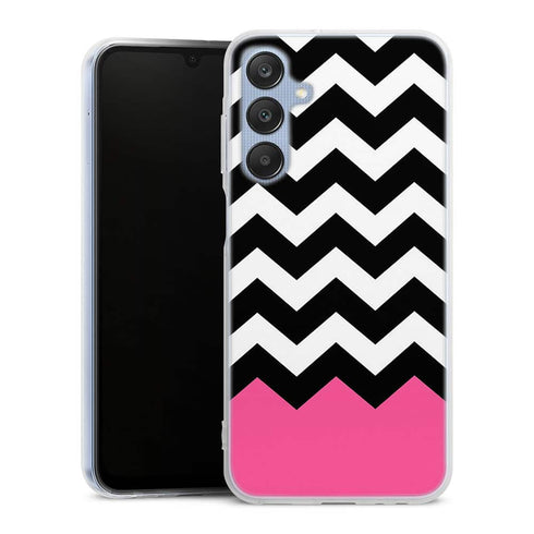 Coque pour Samsung A25 5G Chevrons Colorés Rose et Noir