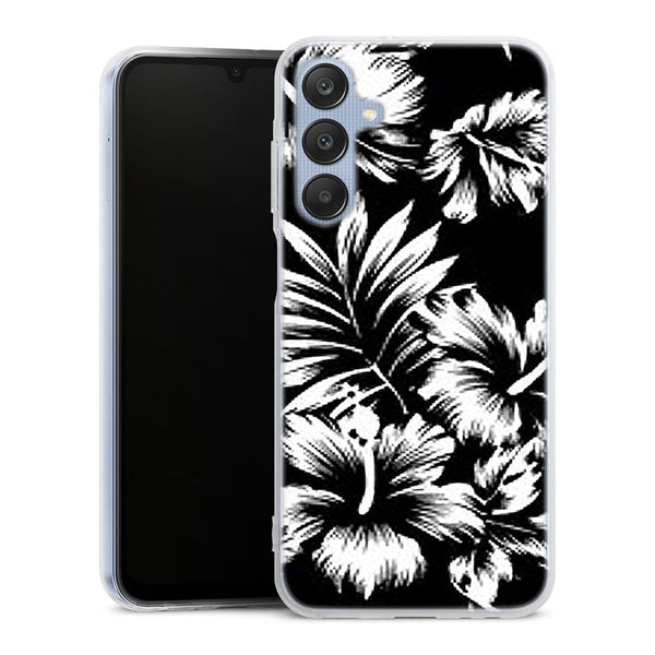 Coque pour Samsung Galaxy A25 Fleurs Sauvages Noires