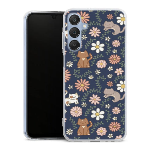 Coque Samsung Galaxy A25 5G Floral meower marine