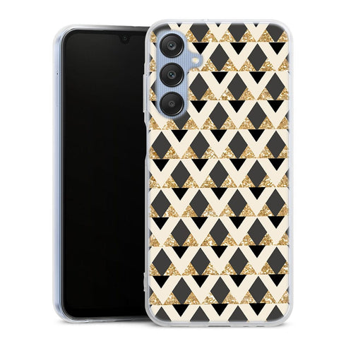 Coque pour Samsung A25 5G Glitter triangles in gold black and nude