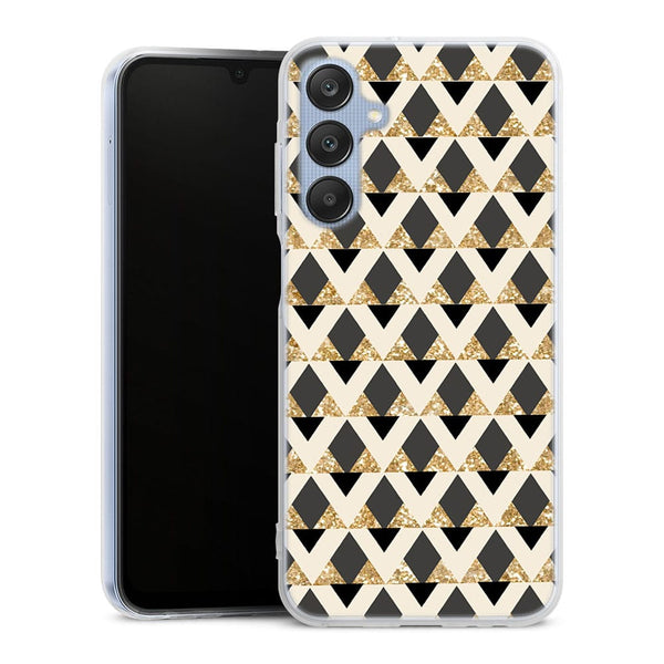 Coque pour Samsung A25 5G Glitter triangles in gold black and nude