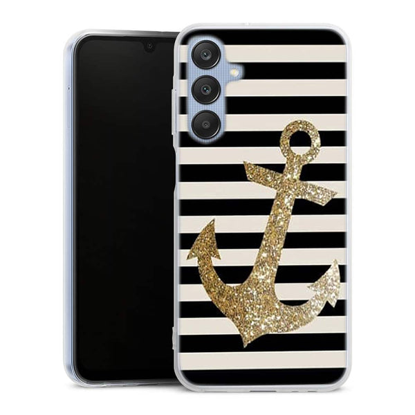 Coque Samsung Galaxy A25 original Gold Glitter Anchor in black