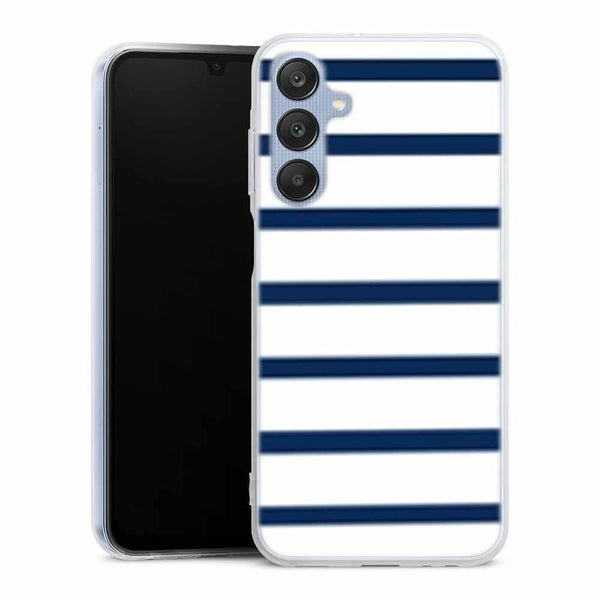 Coque pour Samsung A25 5G Bandes Mariniere Noires Blanches
