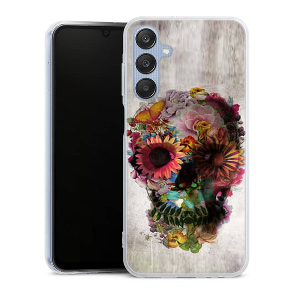 Coque pour Samsung A25 5G Skull flowers gardening