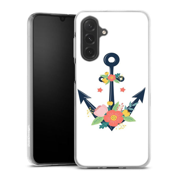 Coque Samsung Galaxy A26 5G ancre florale nautique fleurs mignonnes | Housse silicone, antichocs, protection optimale - Motif floral