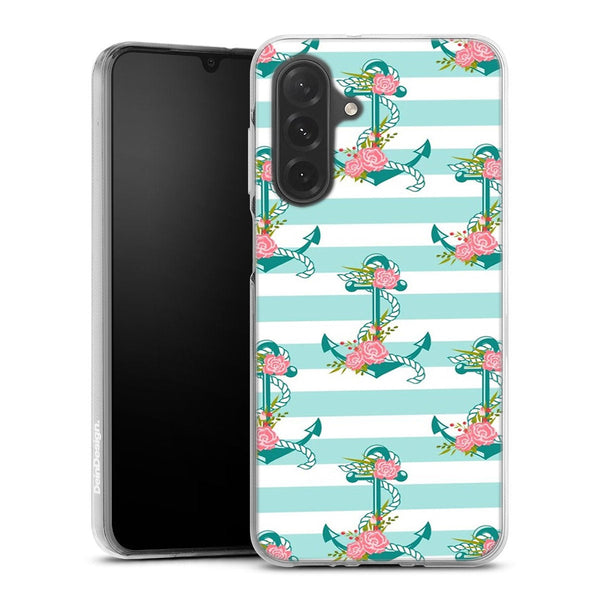 Coque Samsung Galaxy A26 5G ancres et fleurs | Housse silicone, antichocs, protection optimale - Motif floral