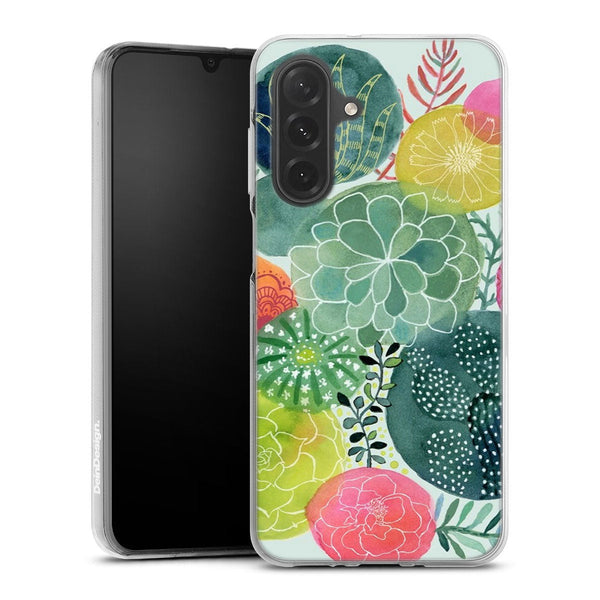 Coque Samsung Galaxy A26 5G Cercles Succulents | Housse silicone, antichocs, protection optimale - Motif floral