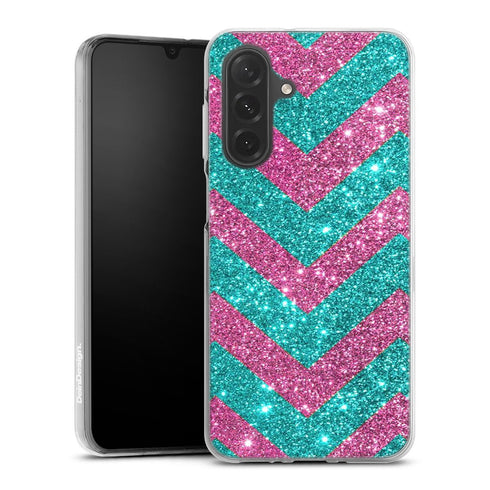 Coque pour Samsung A37 5G Chevrons Strass Violet Rose