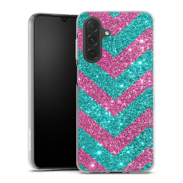 Coque pour Samsung A37 5G Chevrons Strass Violet Rose
