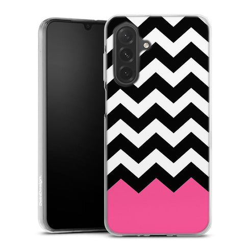 Coque pour Samsung A26 5G Chevrons Colorés Rose et Noir