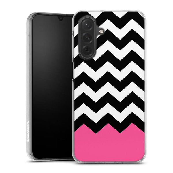 Coque pour Samsung A26 5G Chevrons Colorés Rose et Noir