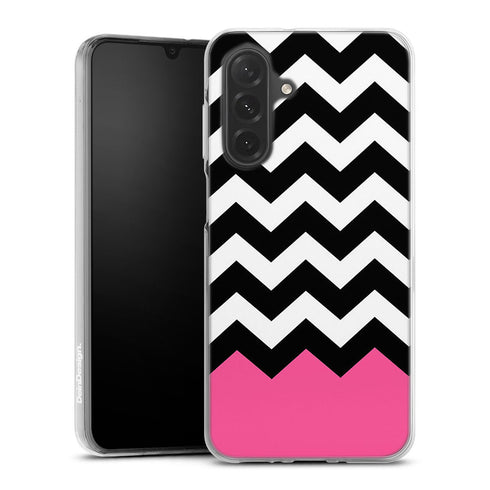 Coque pour Samsung A37 5G Chevrons Colorés Rose et Noir