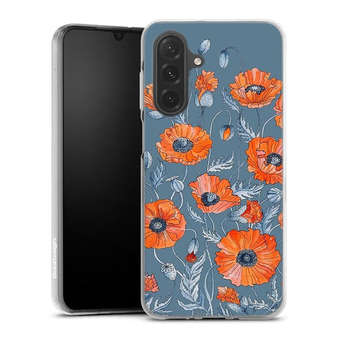 Coque Samsung Galaxy A26 5G Coquelicots floral botanical art | Housse silicone, antichocs, protection optimale - Motif floral Rouge