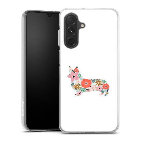 Coque Samsung Galaxy A26 5G floral corgi | Housse silicone, antichocs, protection optimale - Motif floral race de Chien
