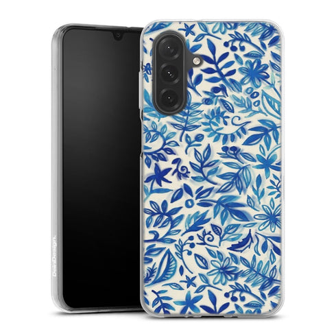 Coque Samsung Galaxy A26 5G Jardin flottant motif aquarelle en bleu | Housse silicone, antichocs, protection optimale - Motif floral
