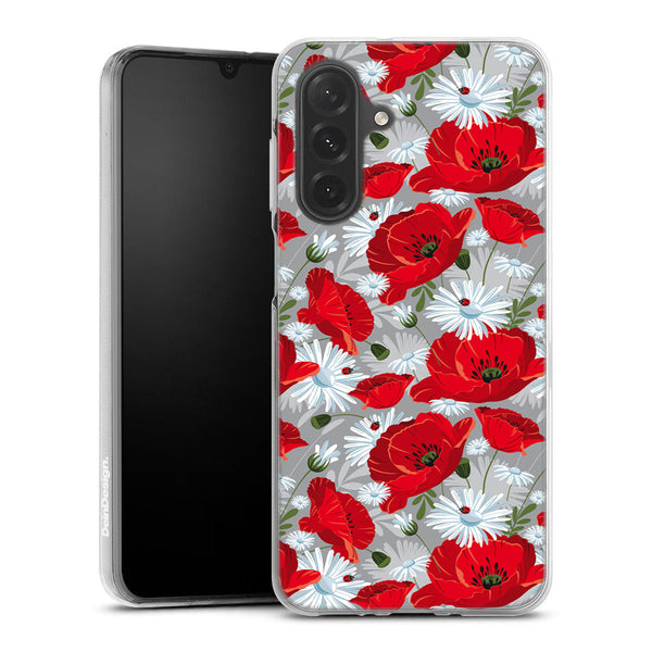 Coque Samsung Galaxy A26 5G Motif de fleur rouge | Housse silicone, antichocs, protection optimale - Motif floral
