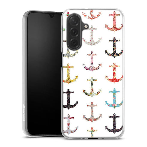 Coque Samsung Galaxy A26 5G Pattern Ancre floral avec rose | Housse silicone, antichocs, protection optimale - Motif floral