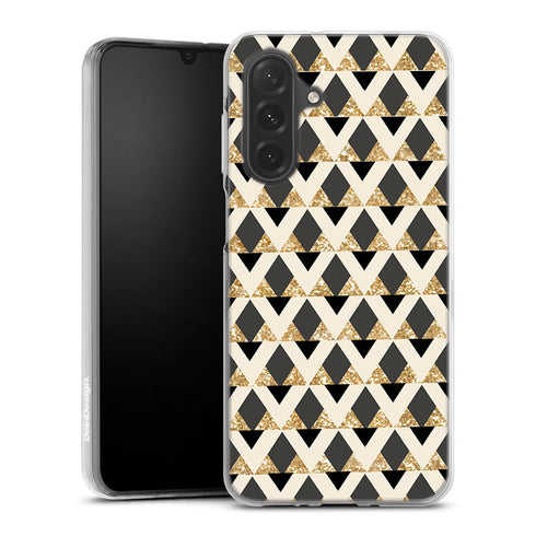 Coque pour Samsung A26 5G Glitter triangles in gold black and nude