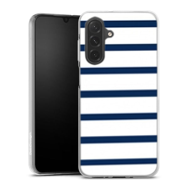 Coque pour Samsung A37 5G Bandes Mariniere Noires Blanches