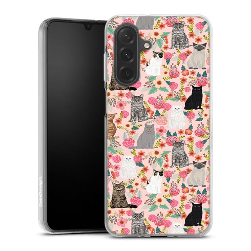 Races de Chats Mixtes florales, protection de téléphone Samsung Serie A