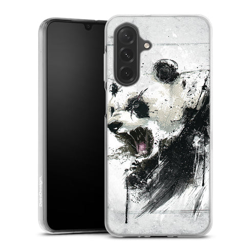 coque en silicone Samsung a27 5g angry Panda, motif animal en noir et blanc