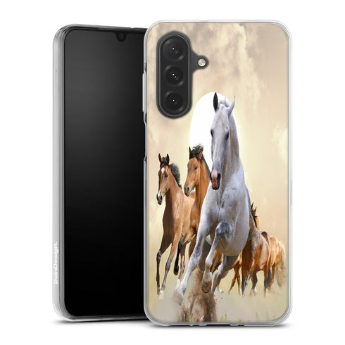 Cheval blanc au galop personnalisé sur une coque silicone samsung serie A