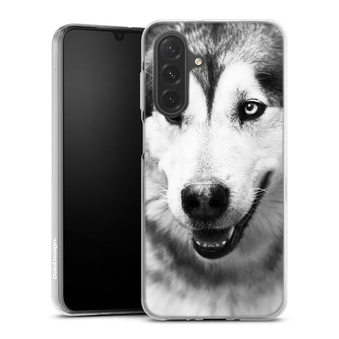 Chien Husky en noir et blanc imprimé sur coque de portable Samsung a27