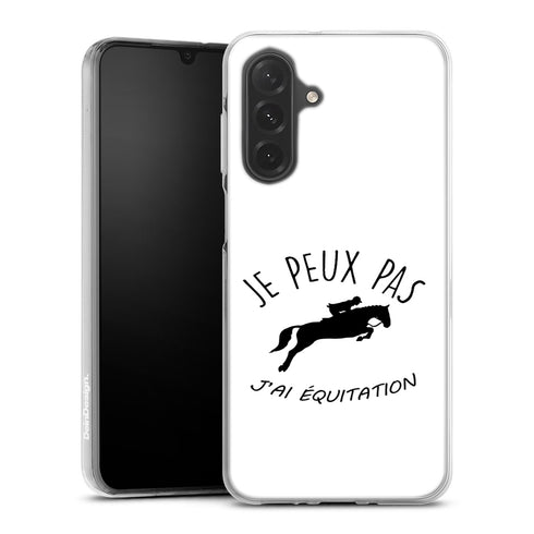 Je peux pas j'ai Equitation message fun imprimé sur une coque silicone blanche pour Samsung a27 5G
