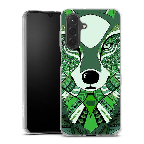 Loup vert Azteque personnalisé sur coque de telephone a27 5g samsung, collection animaux