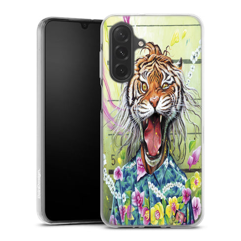 Coque souple renforcée pour téléphones Samsung Serie A Tiger flowers, animal drole et chemise a fleurs