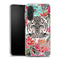 Coque renforcée pour téléphones Samsung Serie A wild thing, tigre avec fleurs aesthetic