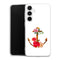 Coque Samsung A35 5G ancre florale fleurs roses et rouges