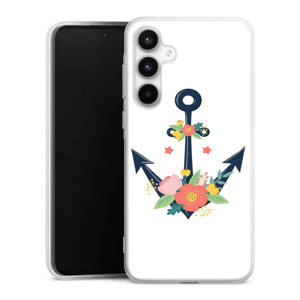 Coque Samsung A35 5G ancre florale nautique fleurs mignonnes