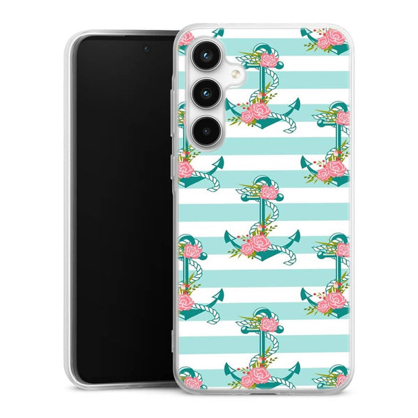 Coque Samsung A35 5G ancres et fleurs