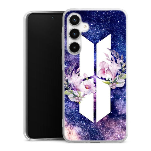Coque Samsung A35 5G BTS Army galaxy fleurs