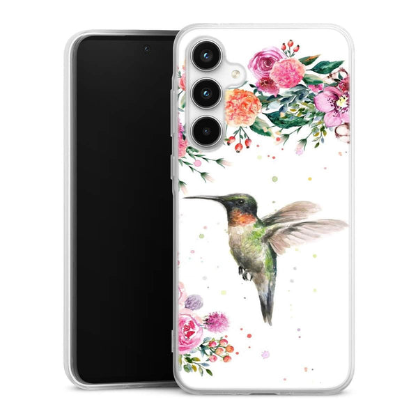 Coque Samsung A35 5G Colibri et fleurs aquarelle