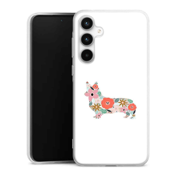 Coque Samsung A35 5G floral corgi