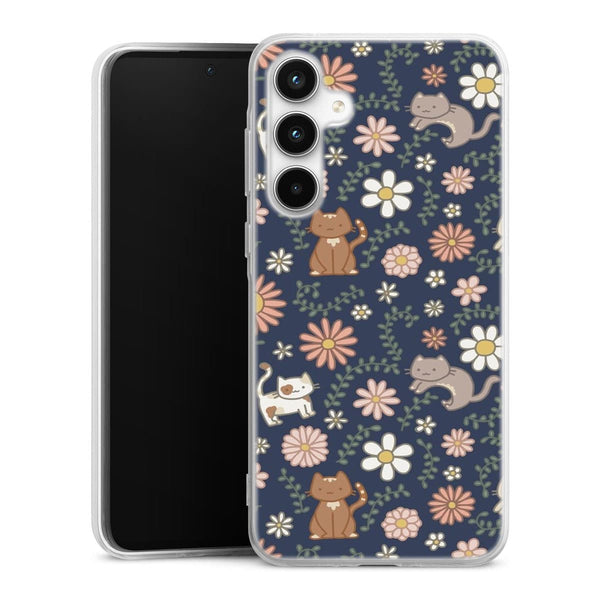 Coque Samsung A35 5G Floral meower marine