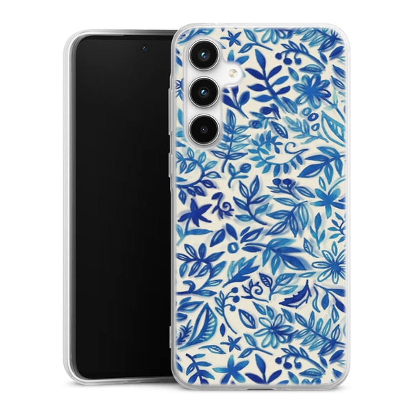 Coque Samsung A35 5G Jardin flottant motif aquarelle en bleu