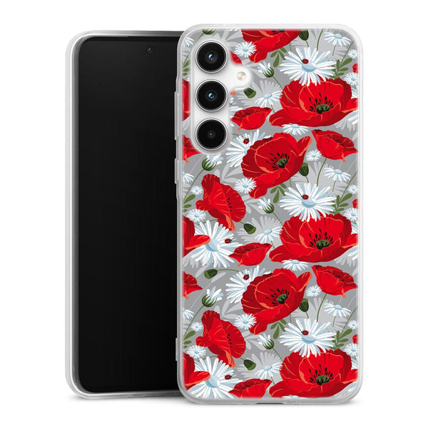 Coque Samsung A35 5G Motif de fleur rouge