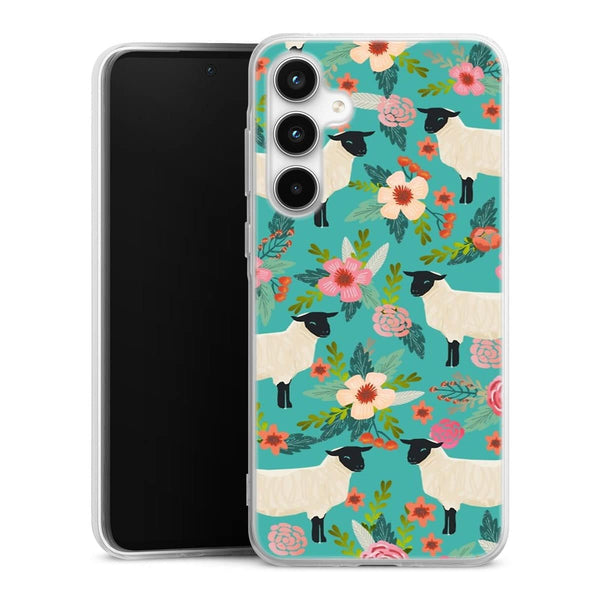 Coque Samsung A35 5G Motif Floral de sanctuaire de ferme de moutons