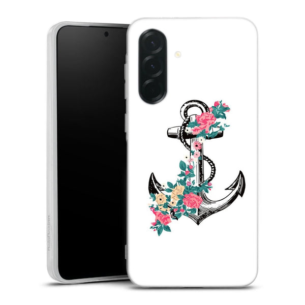 Coque Samsung Galaxy A37 5G ancre florale rose | Housse silicone, antichocs, protection optimale - Motif floral