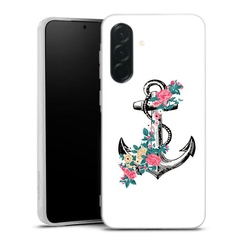 Coque Samsung Galaxy A36 5G ancre florale rose | Housse silicone, antichocs, protection optimale - Motif floral