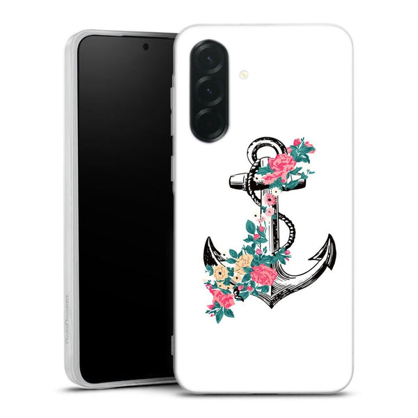 Coque Samsung Galaxy A36 5G ancre florale rose | Housse silicone, antichocs, protection optimale - Motif floral