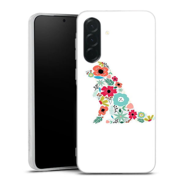 Coque Samsung Galaxy A37 5G Border Collie floral | Housse silicone, antichocs, protection optimale - Motif floral et Chien