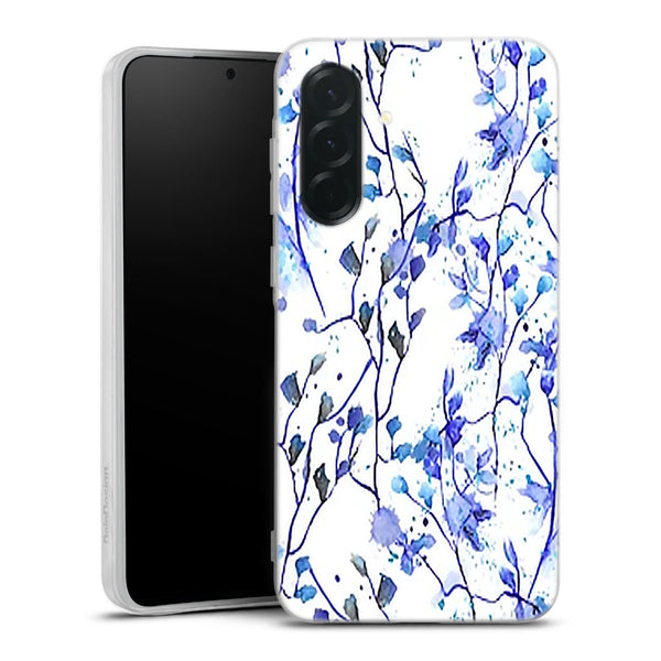 Coque Samsung Galaxy A27 5G Branches Bleues | Housse silicone, antichocs, protection optimale - Motif floral