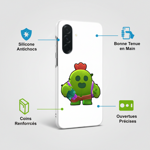 idée cadeau homme geek gamer original et tendance pour Samsung a36 5G Brawls stars spike cactus